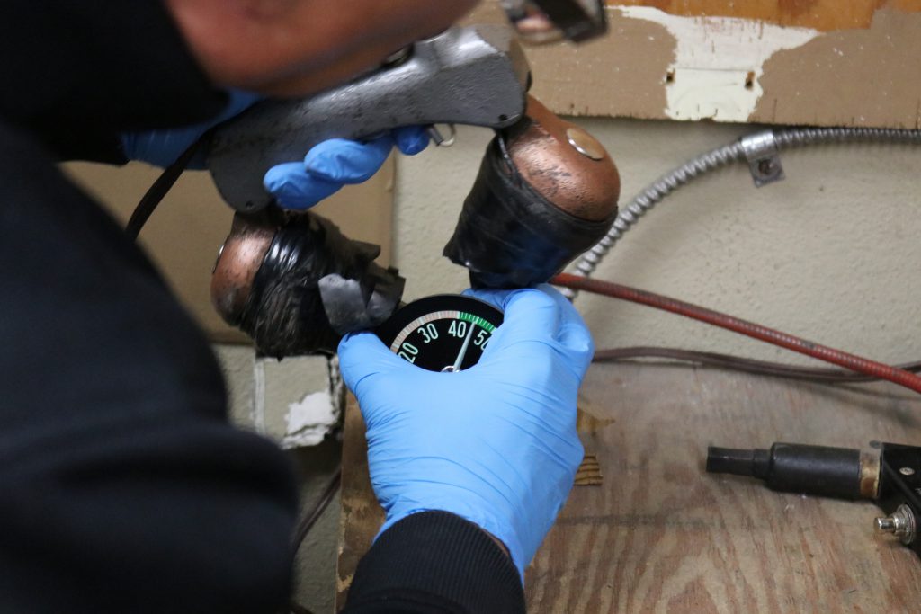 Stewart Warner Magnetizer on a Corvette Tachometer